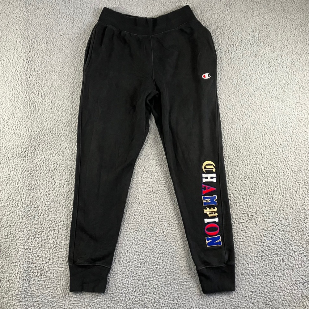 Champion Joggers Men M Black Reverse Weave Old English Graphic Sweatpants